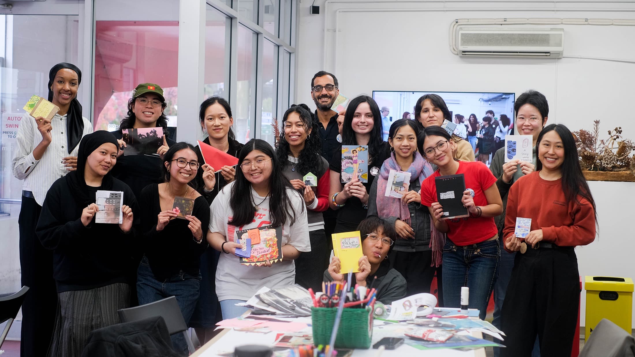 Group photo from Zine Workshop #19 with Malcolm